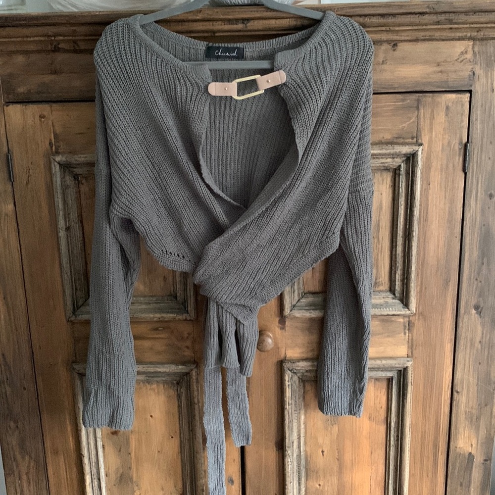 Cropped Wrap sweater